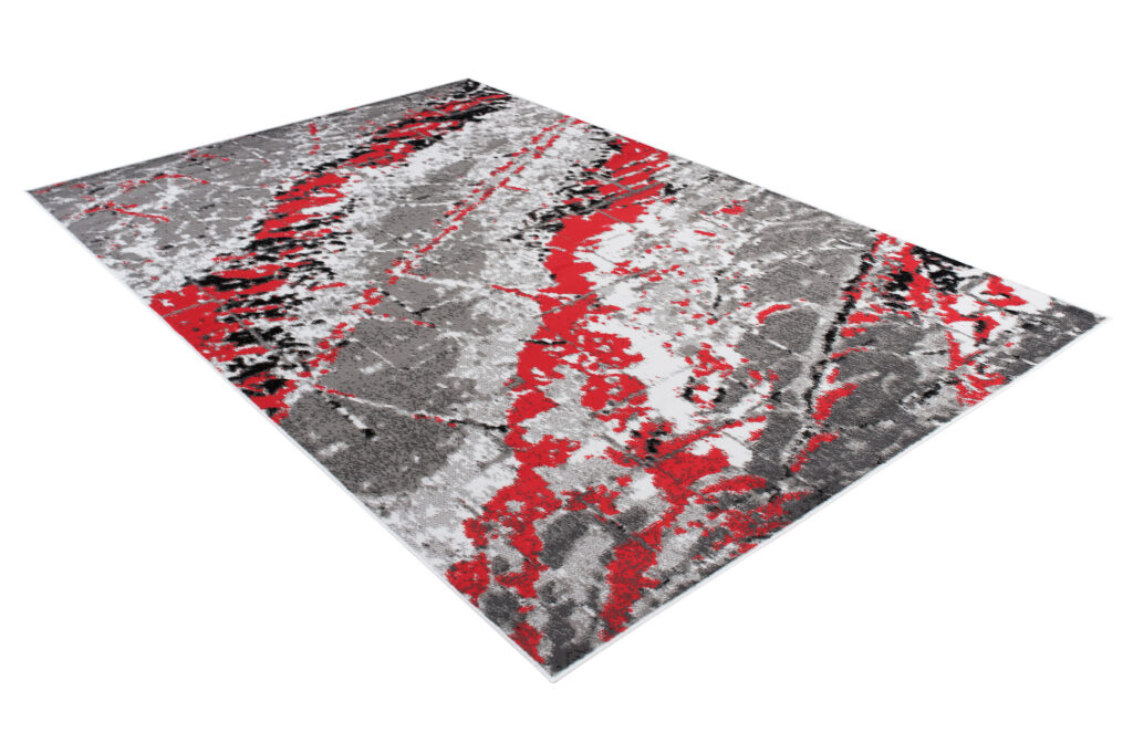 Tapis Maya Gris Rouge Moderne