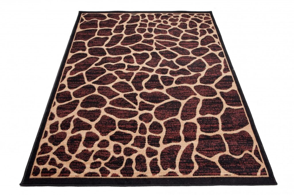 Tapis Atlas Marron Beige Motif Animalier Girafe