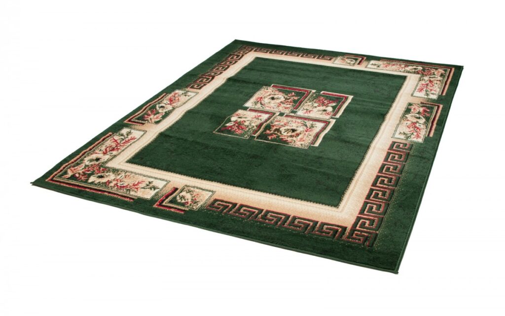 Tapis Atlas Vert Beige Classique Bordure