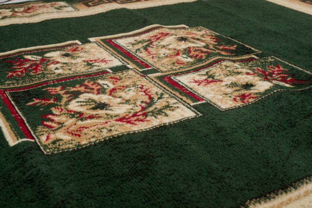 Tapis Atlas Vert Beige Classique Bordure
