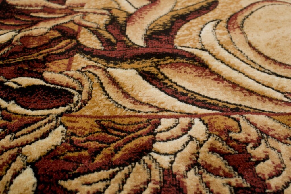 Tapis Atlas Beige Marron Classique Feuilles