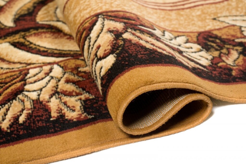 Tapis Atlas Beige Marron Classique Feuilles