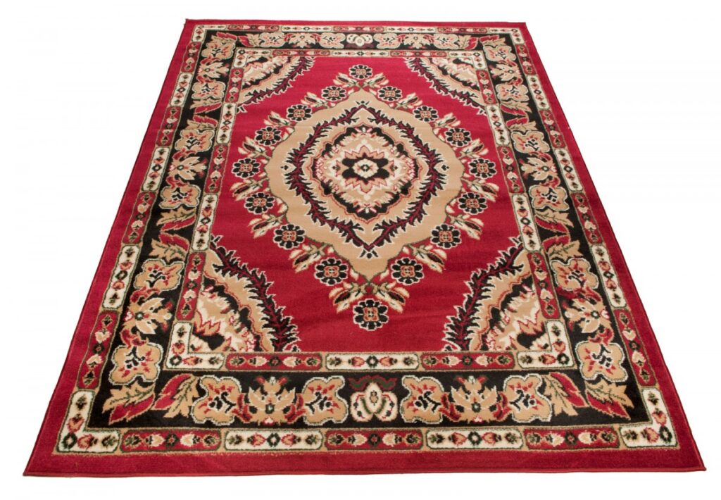 Tapis Atlas Rouge Beige Traditionnel Rosace