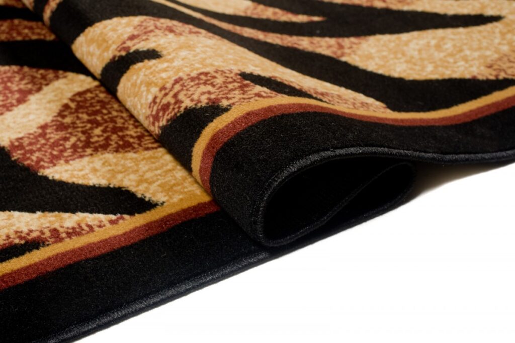 Tapis Atlas Noir Marron Motif Animalier Tigre
