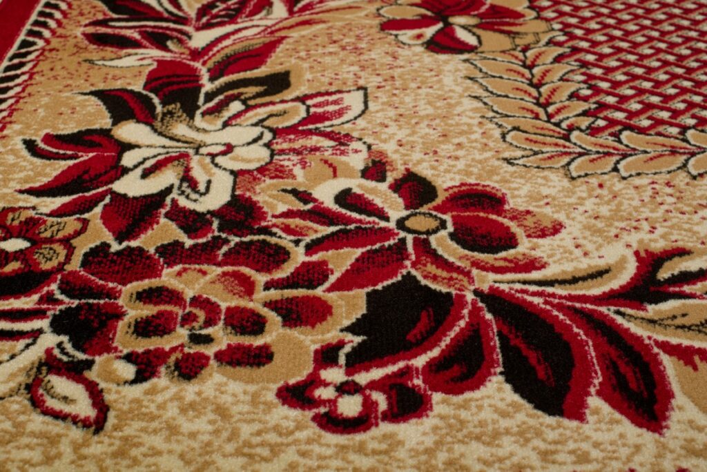 Tapis Atlas Beige Rouge Moderne Floral