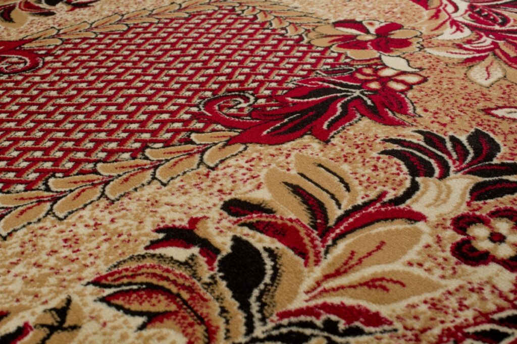Tapis Atlas Beige Rouge Moderne Floral