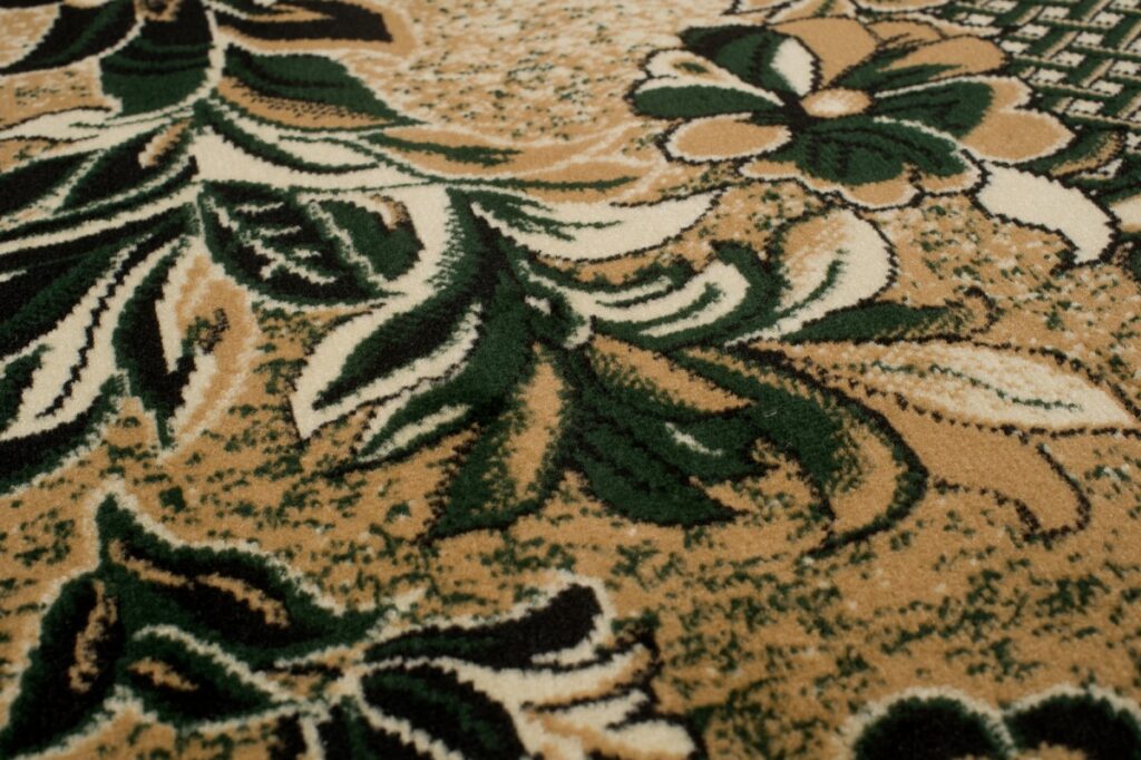 Tapis Atlas Beige Vert Moderne Floral