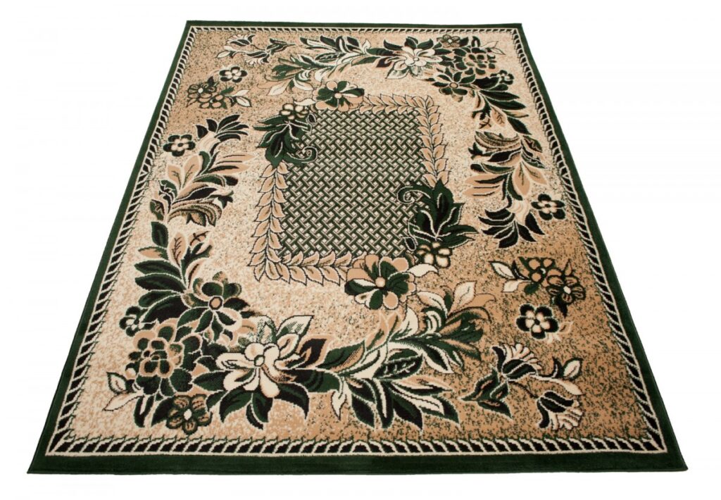Tapis Atlas Beige Vert Moderne Floral