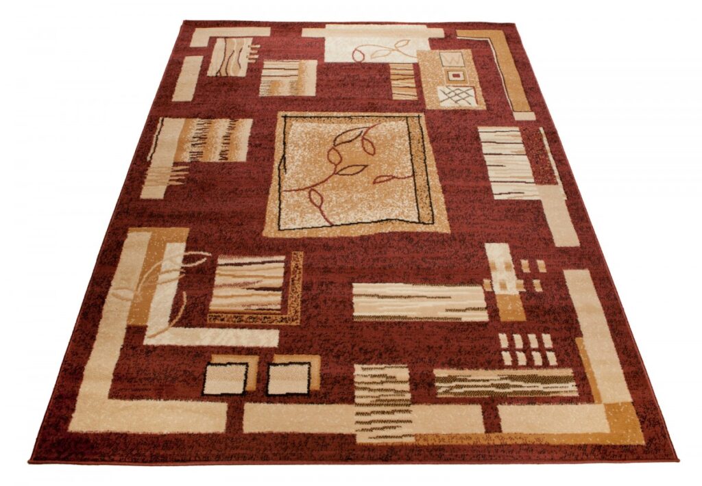 Tapis Atlas Marron Beige Géométrique Feuilles