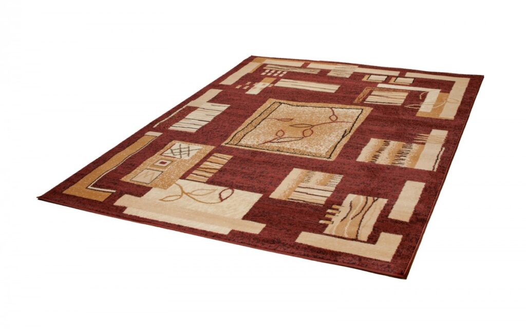 Tapis Atlas Marron Beige Géométrique Feuilles