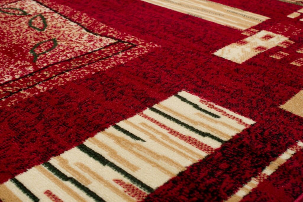 Tapis Atlas Rouge Beige Géométrique Feuilles