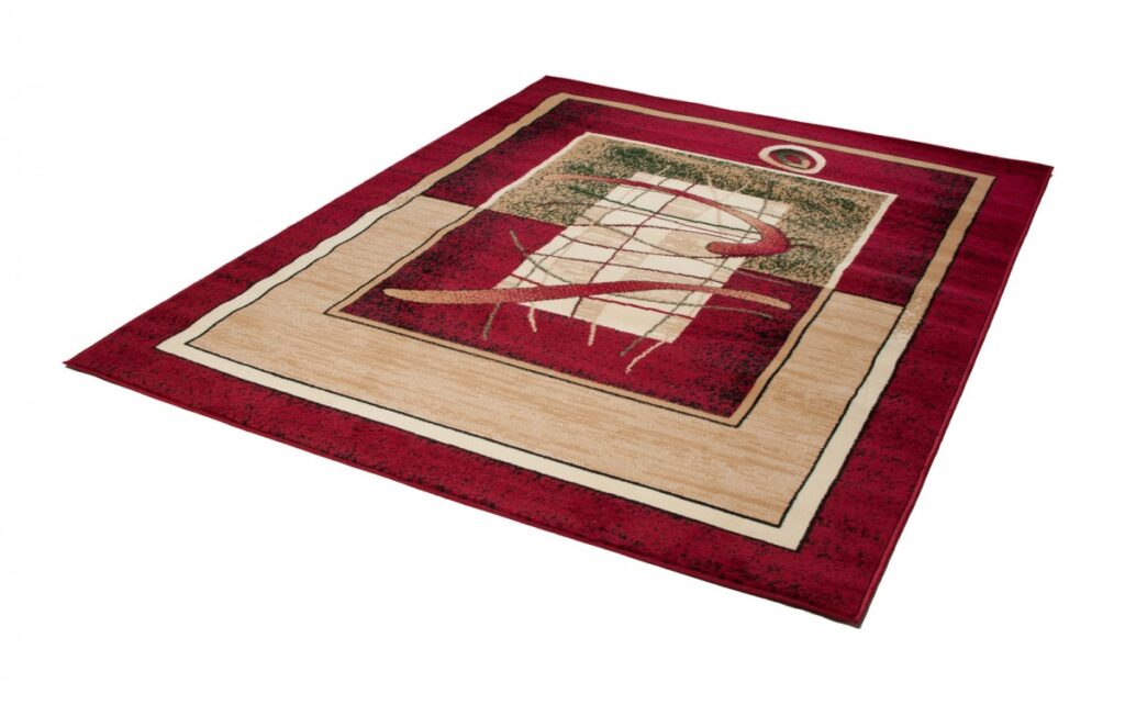 Tapis Atlas Rouge Beige Abstrait Bordure