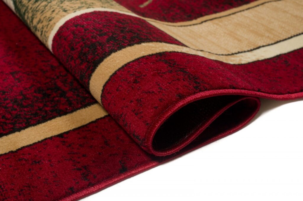 Tapis Atlas Rouge Beige Abstrait Bordure