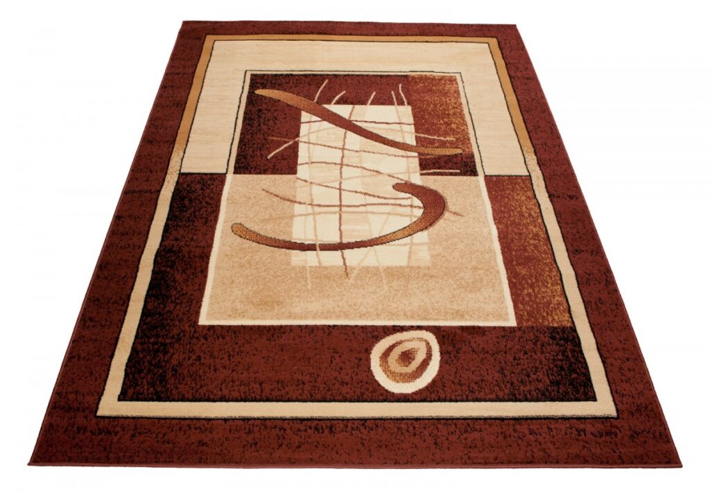 Tapis Atlas Marron Beige Abstrait Bordure