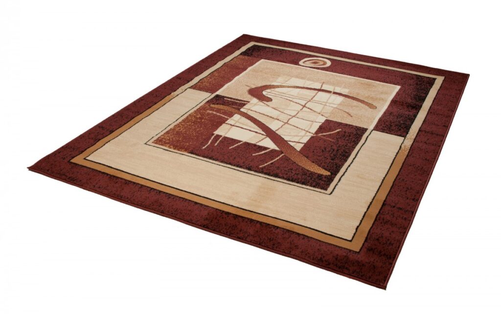 Tapis Atlas Marron Beige Abstrait Bordure