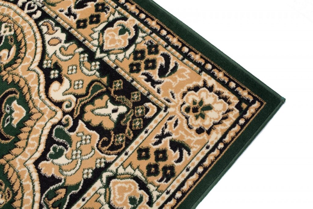 Tapis Atlas Vert Beige Traditionnel Médaillon
