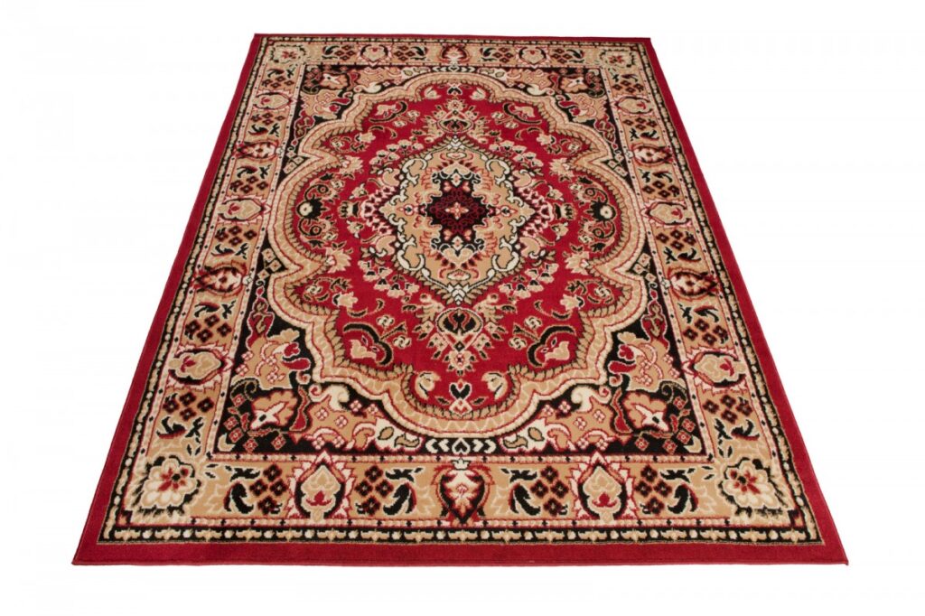 Tapis Atlas Rouge Beige Traditionnel Médaillon