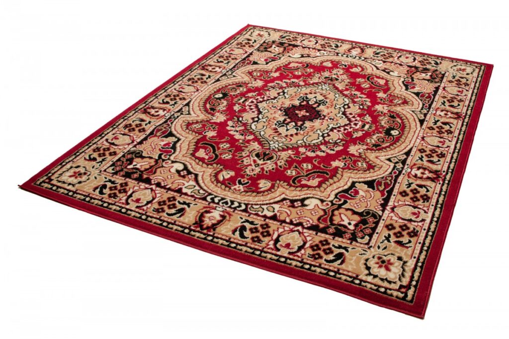 Tapis Atlas Rouge Beige Traditionnel Médaillon