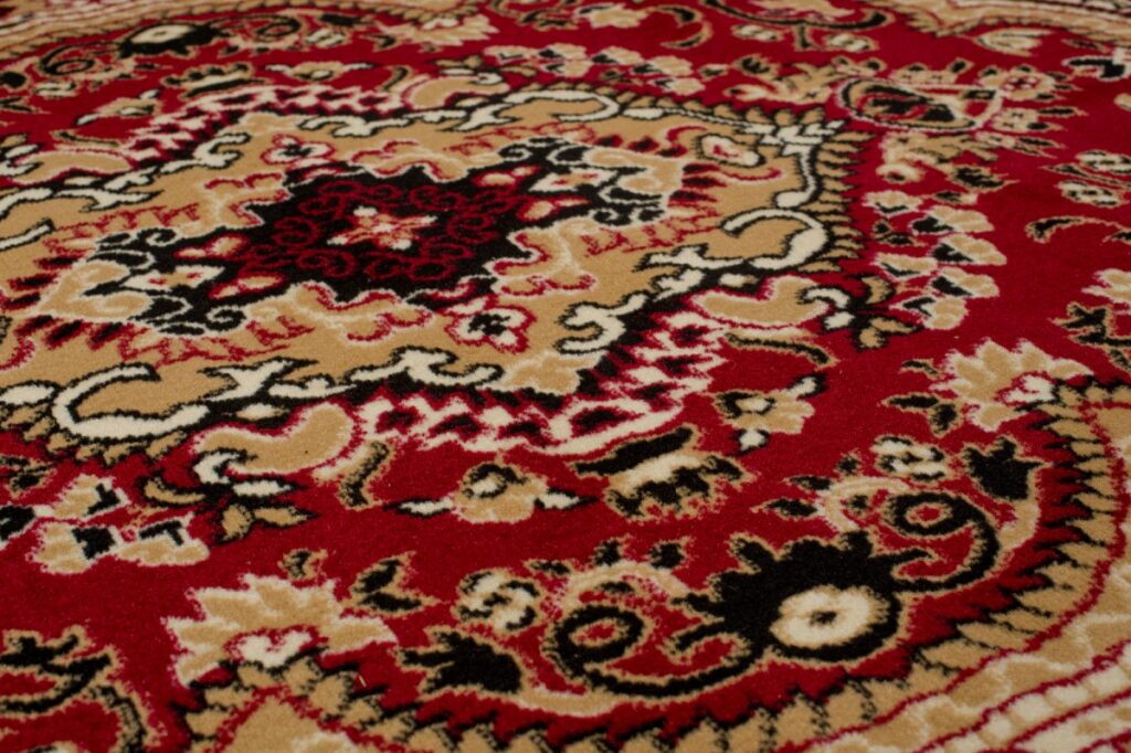 Tapis Atlas Rouge Beige Traditionnel Médaillon