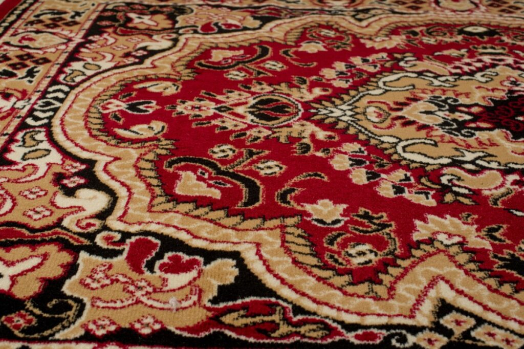 Tapis Atlas Rouge Beige Traditionnel Médaillon