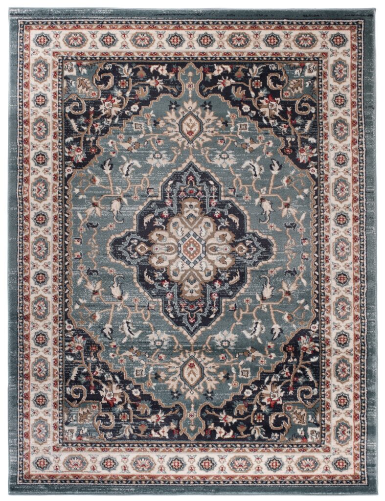 Tapis Colorado Traditionnel Bleu Crème Ornamental