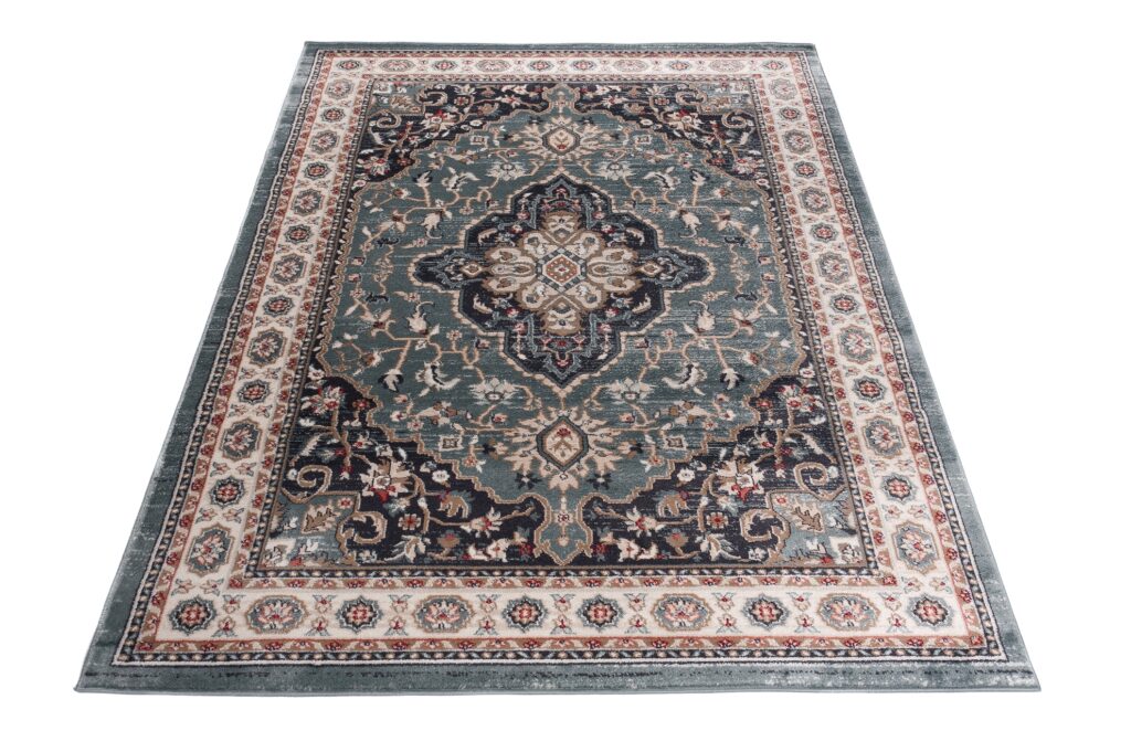 Tapis Colorado Traditionnel Bleu Crème Ornamental