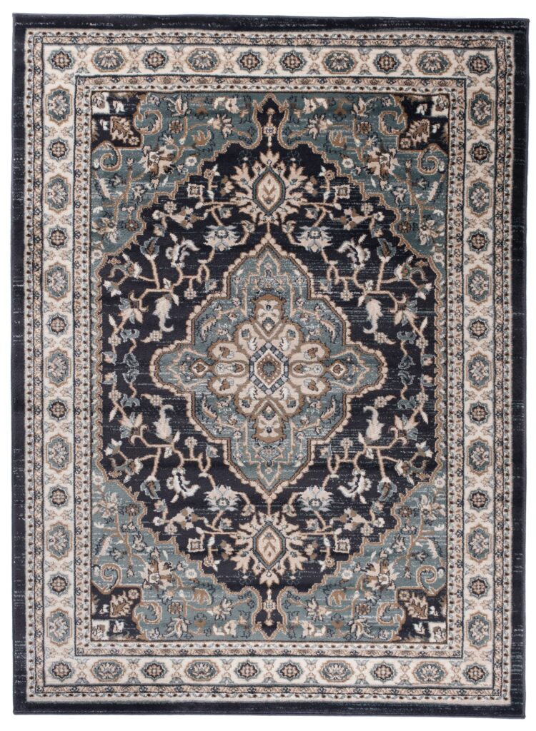 Tapis Colorado Traditionnel Noir Bleu Ornamental