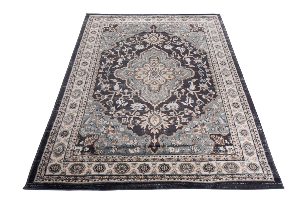 Tapis Colorado Traditionnel Noir Bleu Ornamental