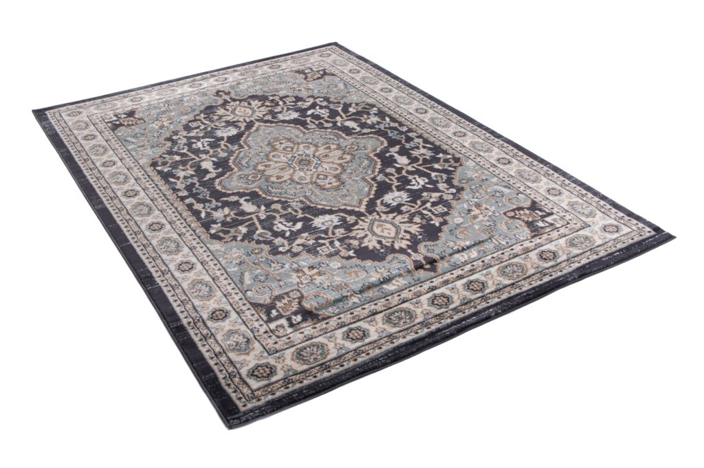 Tapis Colorado Traditionnel Noir Bleu Ornamental