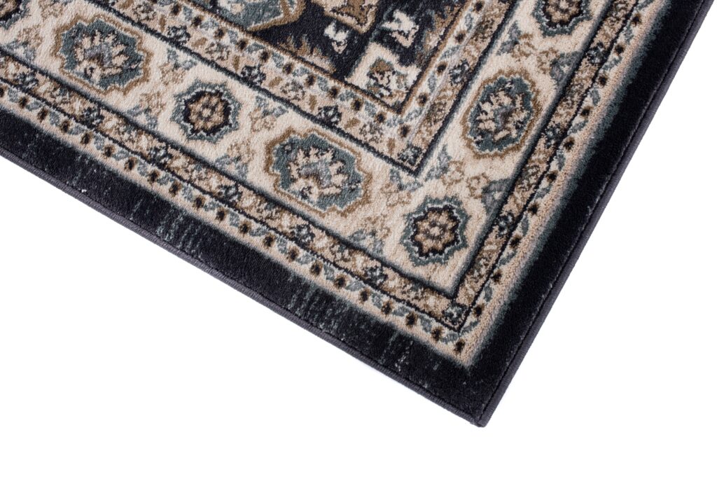 Tapis Colorado Traditionnel Noir Bleu Ornamental