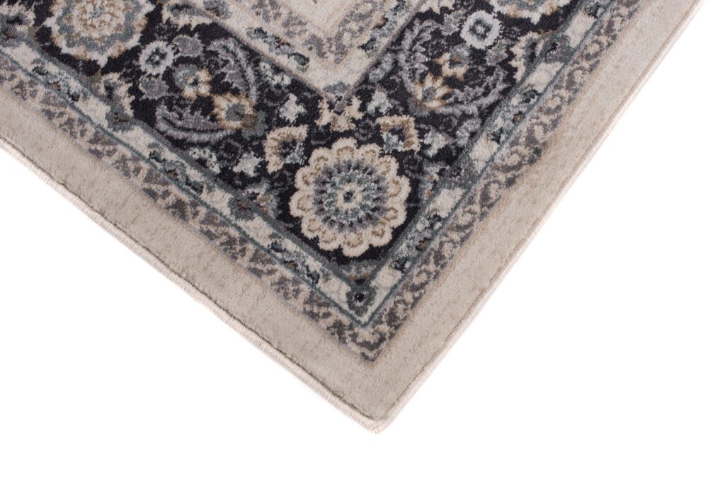 Tapis Colorado Traditionnel Crème Noir Floral