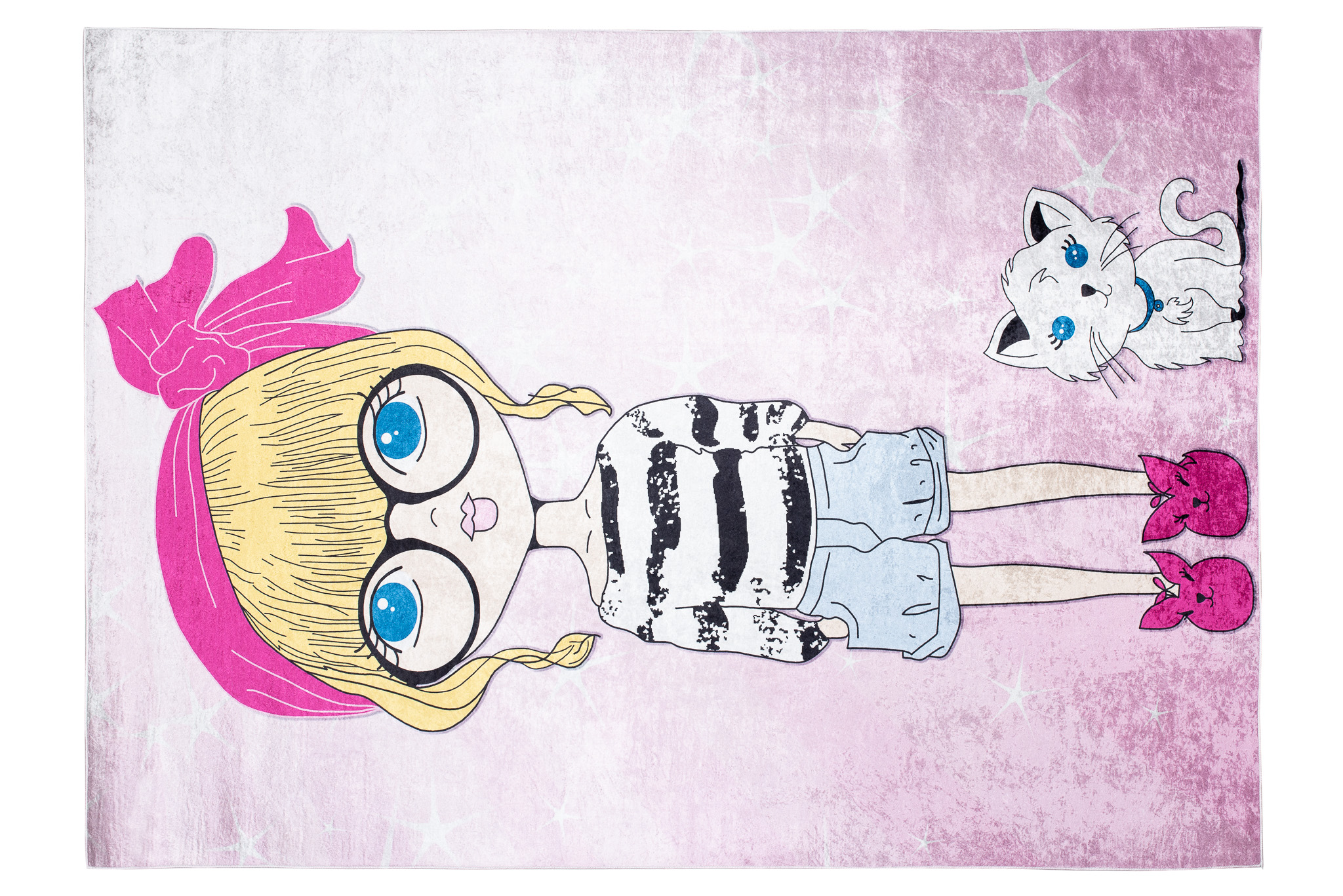 Tapis Emma Enfant Rose Fille Chat Antidérapant