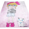 Tapis Emma Enfant Rose Fille Chat Antidérapant