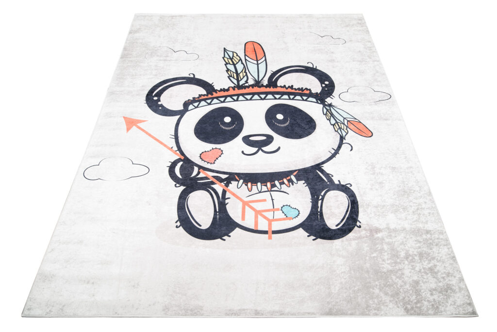Tapis Emma Enfant Gris Panda Antidérapant