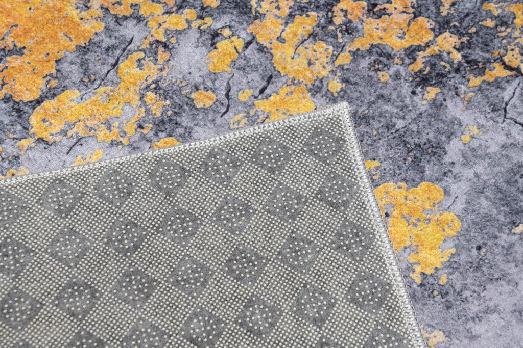 Tapis Victoria Abstrait Gris Foncé Orange