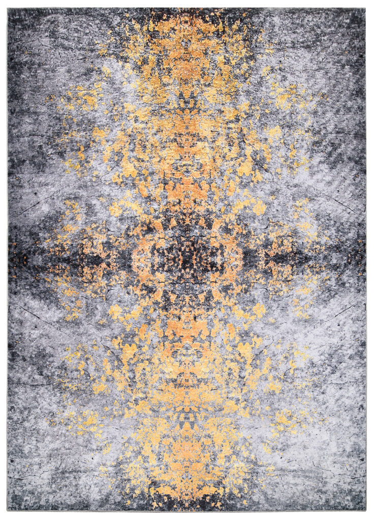 Tapis Victoria Abstrait Gris Foncé Orange