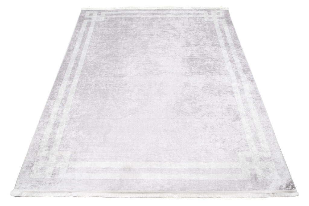 Tapis Toscana à Franges Gris Clair Cadre