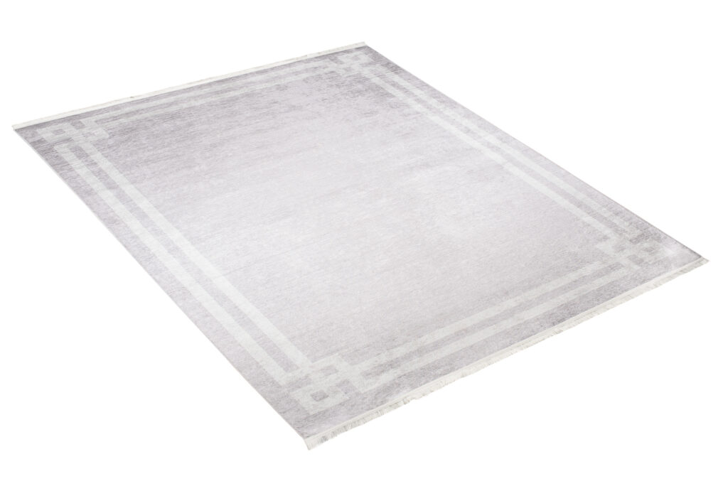 Tapis Toscana à Franges Gris Clair Cadre