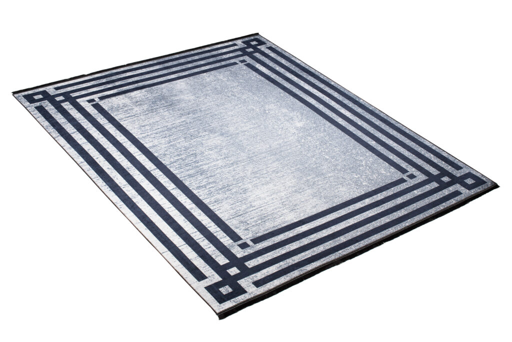 Tapis Toscana à Franges Gris Bleu Cadre