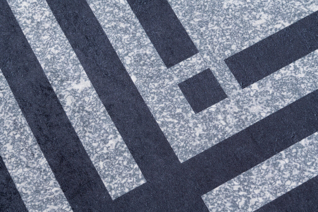 Tapis Toscana à Franges Gris Bleu Cadre