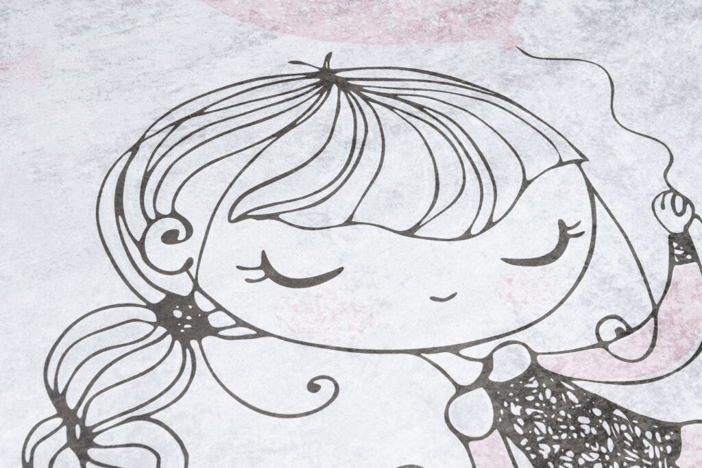 Tapis Emma Enfant Gris Fille Ours en Peluche Antidérapant