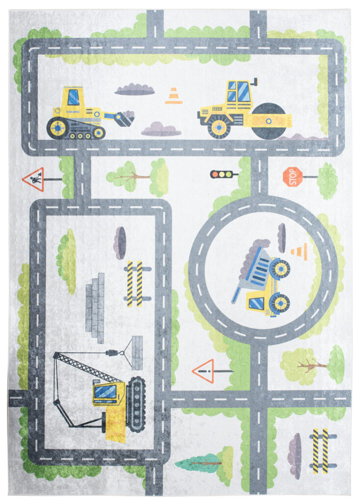 Tapis Emma Antidérapant Lavable Gris Chantier Route