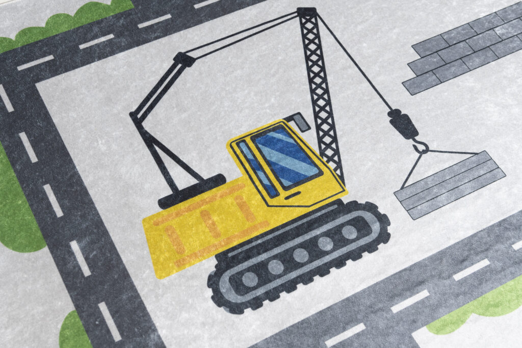 Tapis Emma Antidérapant Lavable Gris Chantier Route