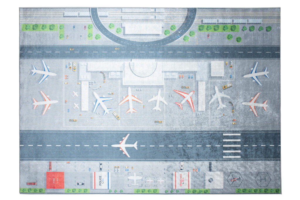 Tapis Emma Antidérapant Lavable Gris Aéroport Route