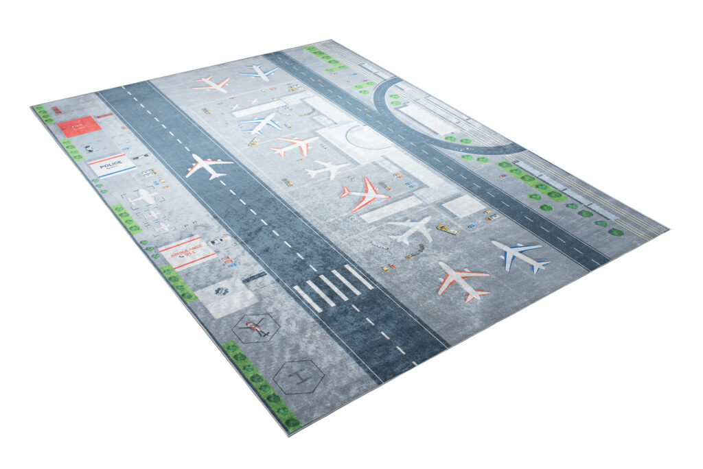 Tapis Emma Antidérapant Lavable Gris Aéroport Route