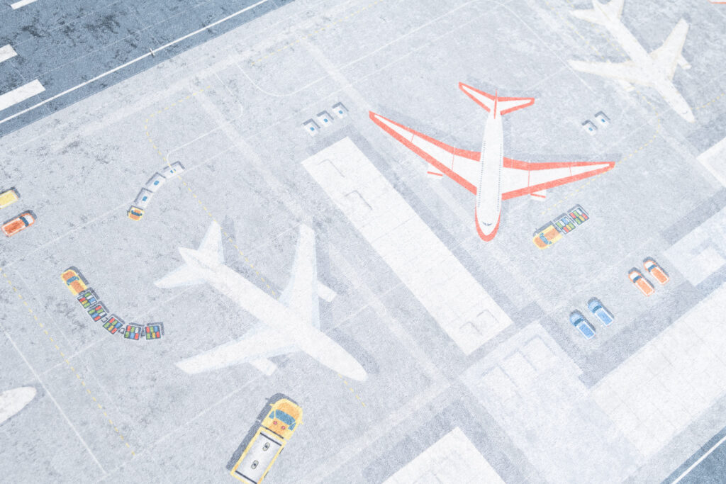 Tapis Emma Antidérapant Lavable Gris Aéroport Route