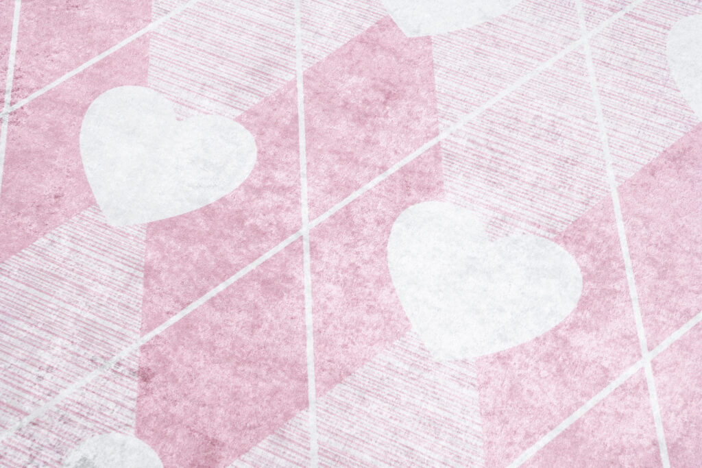 Tapis Emma Antidérapant Lavable Rose Coeurs