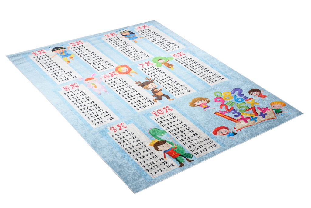 Tapis Emma Enfant Bleu Table de Multiplication