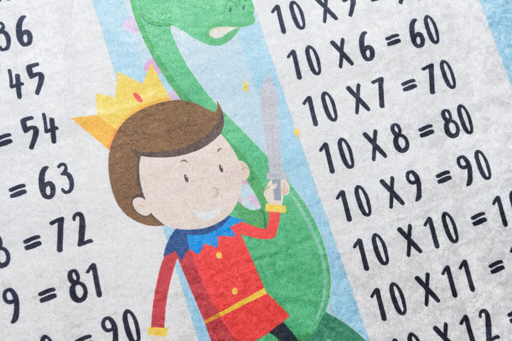 Tapis Emma Enfant Bleu Table de Multiplication