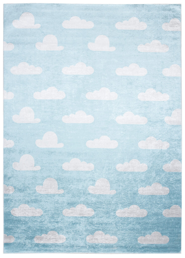 Tapis Emma Enfant Bleu Ciel Nuages Antidérapant